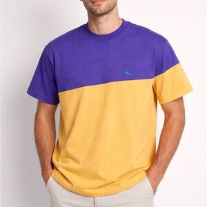 Zara Men's Purple and Yellow Short Sleeve Tee